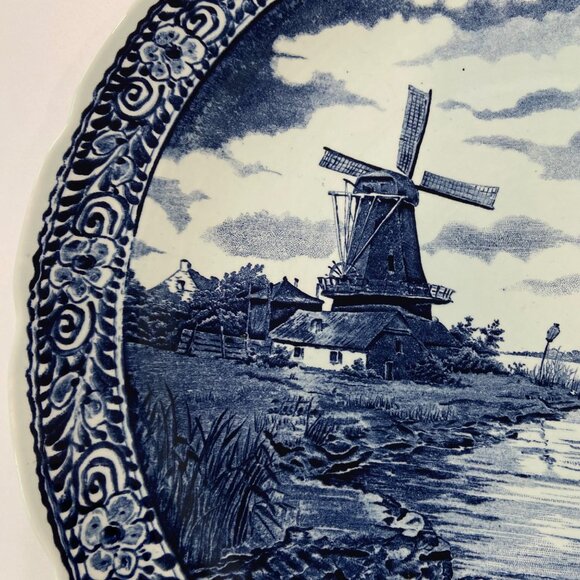 Vintage Nour du Chattel Boch Belgium Delft Blue &White Windmill Scene Decorative - Picture 16 of 16